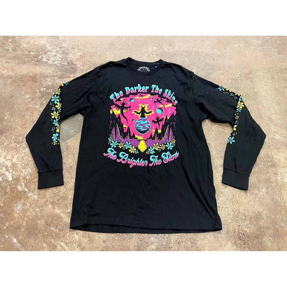 Wizard of Barge T Shirt Mens L Black Crackling Dark Skies Brighter Stars Print